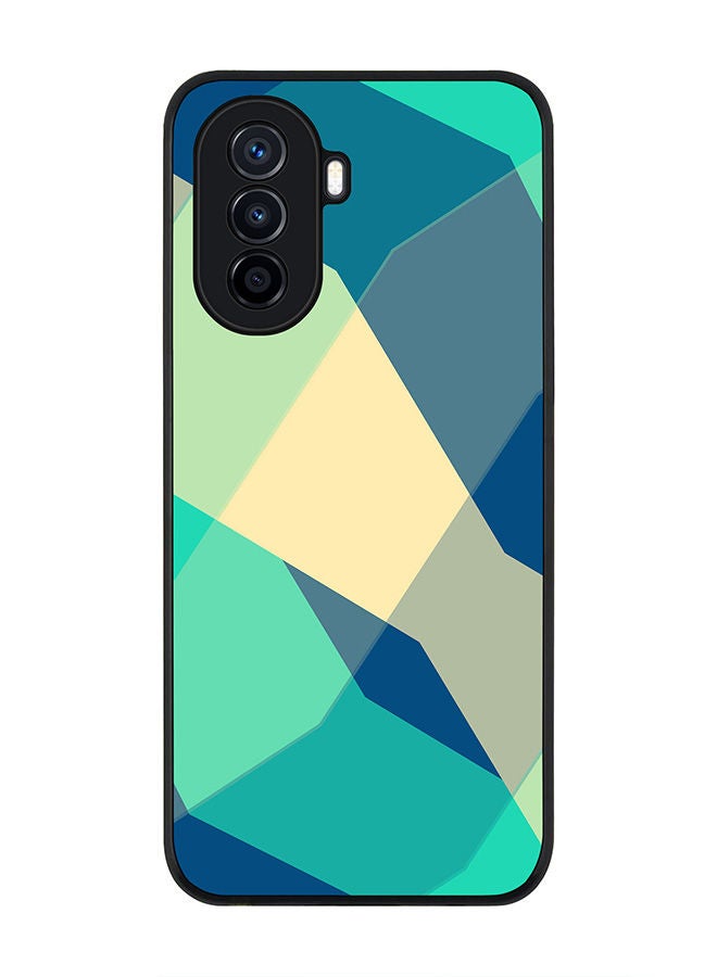 Stylizedd Rugged Black edge case for Huawei Nova Y70  Slim fit Soft Case Flexible Rubber Edges Anti Drop TPU Gel Thin Cover - Checkered Aqua - Image 1