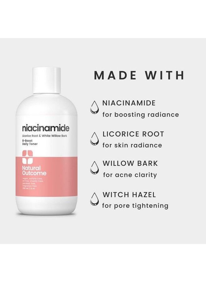 natural outcome - Niacinamide Toner For Face ; Radiance Boosting Toner With Salicylic Acid & Aloe Vera ; Advance Toning Solution Rejuvenates Skin & Minimizes Pore Appearance ; Fragrance Free ; 8 Oz - Image 1