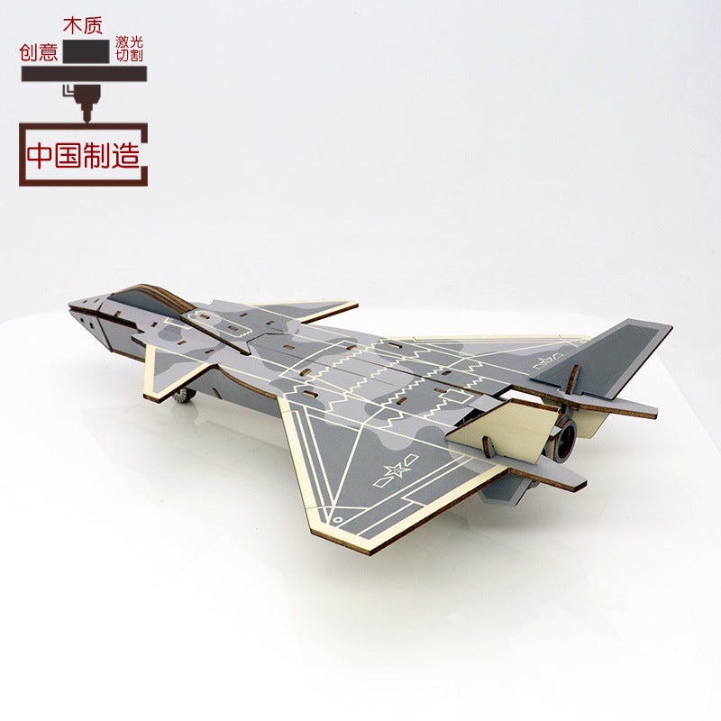 New J-20 Fighter Model Wooden Plane Ornaments Wooden Three-Dimensional Puzzle Boys Diy Toy - Image 3