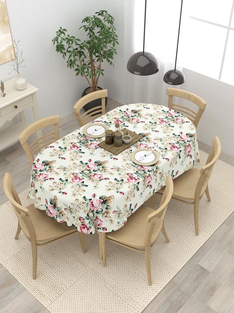 كلاسيكو غطاء طاولة طعام بيضاوي لـ 6 أشخاص من ماركة Clasico؛ مقاسات: 60×90 بوصة؛ المادة: القطن؛ تصميم: Vivid Blossom - Image 1