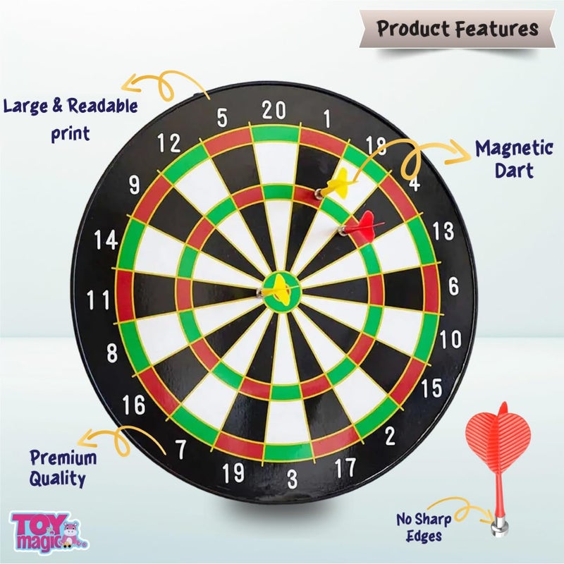ToyMagic Magnetic 34cm Dart Board Game|Magnetic Dart Board with 6 Darts|Indoor Outdoor Games for Family & Friends|Safe Dart Game Set for All Ages Old Kids and Adults|Best Gift,Multicolor - Image 3