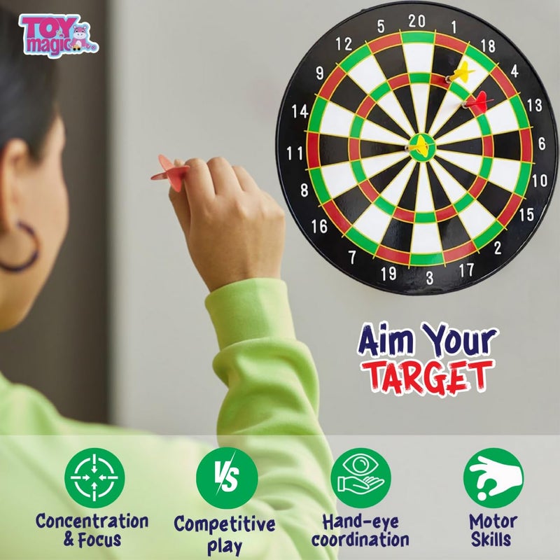 ToyMagic Magnetic 34cm Dart Board Game|Magnetic Dart Board with 6 Darts|Indoor Outdoor Games for Family & Friends|Safe Dart Game Set for All Ages Old Kids and Adults|Best Gift,Multicolor - Image 4