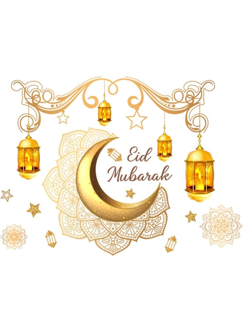 Ramadan Decorations Wall Stickers,Islamic Muslim Wall Art Decals,Eid Mubarak Ramadan Decor Lantern Moon Star Window Clings for Home Living Room Bedroom Decorations Wallpaper - Image 4
