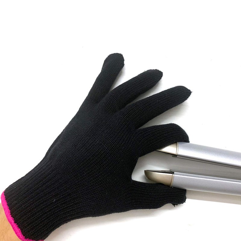 Lessmon Lessmon Professional Heat Resistant Glove for Hair Styling Heat Blocking for Curling Flat Iron and Curling Wand Suitable for Left and Right Hands 1 Piece Pink Edge 