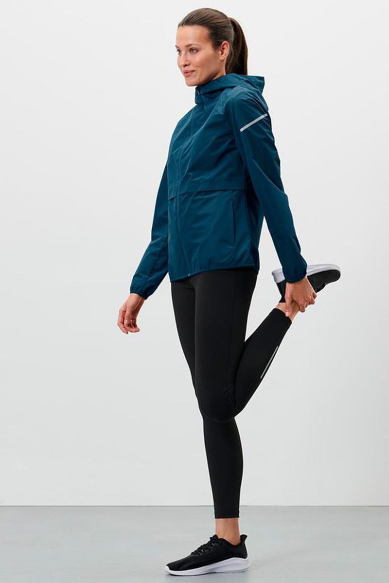 Tchibo جاكيت رياضي نسائي بغطاء رأس مناسب للجري، أزرق داكن - Image 1