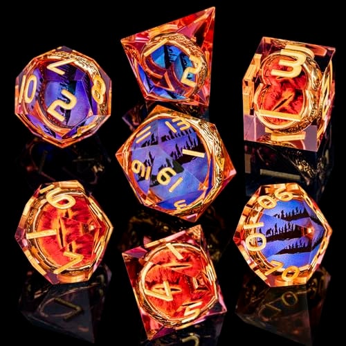 ORIFANTOU Magic Golden Ring DND Dice Set Sharp Edge Red Gaze Eye Resin Dice with Box for use with RPG DD Tabletop Games Lord D and D Polyhedral Dice Set - Image 5