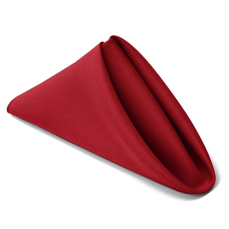 TableLinensforLess 6 Pack Cherry Red Cloth Napkins 17x17 Inches 100 Polyester Dinner Napkins with Hemmed Edges Machine Washable Napkins Ideal for Parties Weddings and Dinner