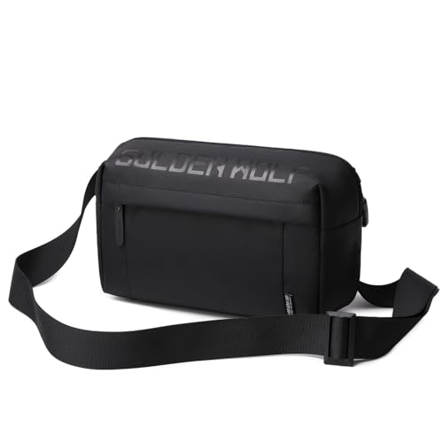 GOLDEN WOLF Sling Bag for Men 2.7L Small Side Bag for upto 8.3-inch iPad Lightweight Messenger Bag Multi-pocket Crossbody Bag for Daily Use, Premium Shoulder Bag for Office Work Casual, Black - Image 1