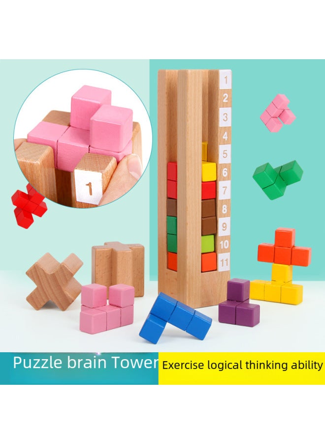 Puzzle Tetris Puzzle Puzzle Building Blocks Educational Toys For Boys And Girls Elementary School Students Intelligence Development Toys-Color:Brain-cultivating Tower - Image 3
