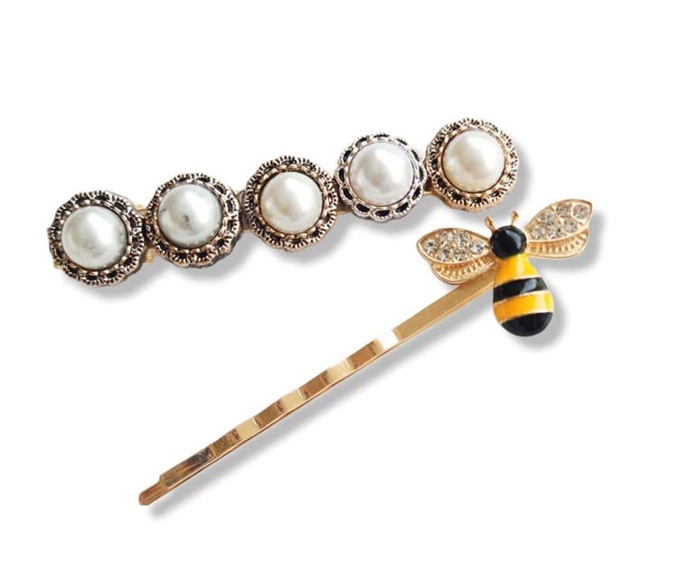 ANNACREATIONS Korean Style Pearl Barrettes Hair Clip Marble Alligator Bobby Pins Duckbilled Headdress Hair Accessories for Women 10 Count Pack of 1 - Image 2