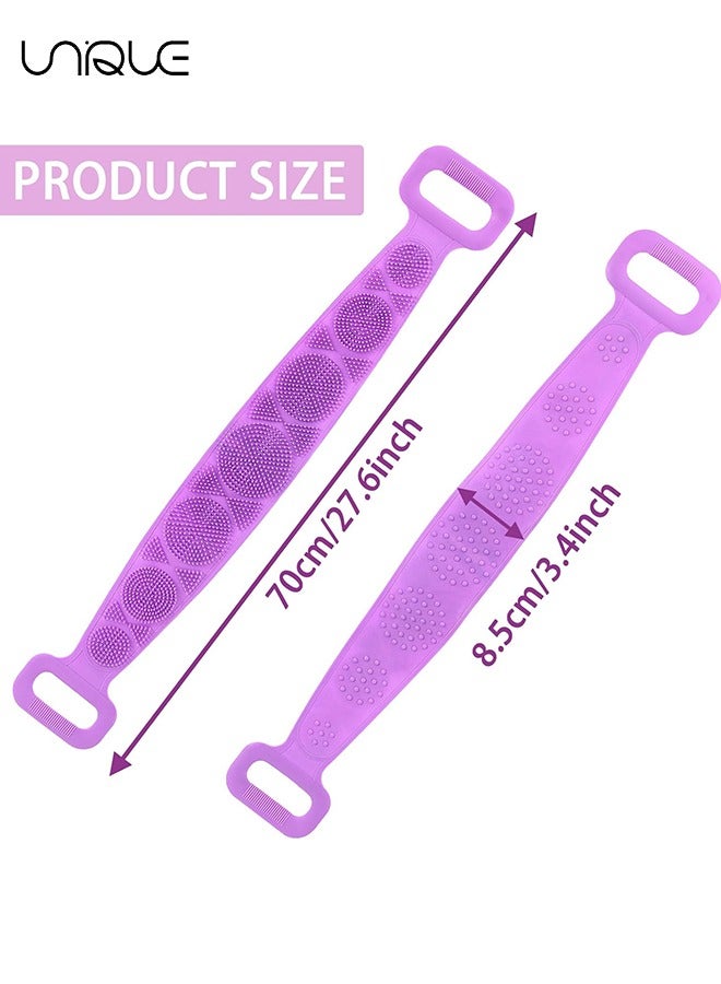 يونيك 2 قطعة سيليكون الغسيل الخلفي للاستحمام، سيليكون الجسم الغسيل، تقشير وتنظيف عميق، سيليكون حمام فرشاة الجسم للرجال والنساء، تدليك مريح وصحة الجلد - أزرق / أرجواني - Image 2