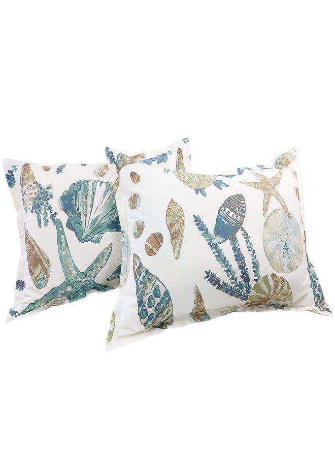 فادفاي أغطية وسائد FADFAY مقاس 20 × 30 بوصة، بنقشة أصداف البحر ونجم البحر، مصنوعة من القطن بنسبة 100%، قطعتان، مقاس قياسي (مفرد/مزدوج/ملكة) - Image 1