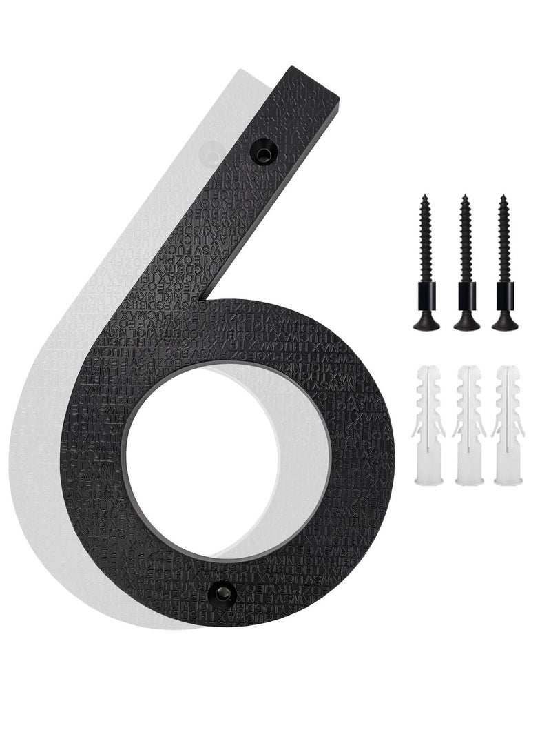 رات سو 8 بوصة أرقام البيت العائم لخارج أسود كبير مضاد للصدأ رقم المنزل مع الأظافر مجموعة وقالب سهل أن يتم خيانه لعنوان البيت الخارجي شارع بوابة الجراج المزرعة رقم 6. - Image 1