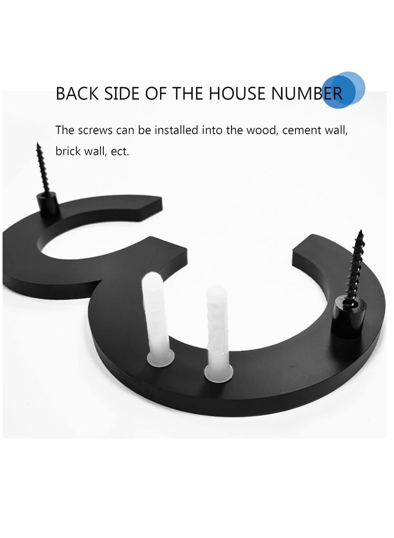 رات سو 8 بوصة أرقام البيت العائم لخارج أسود كبير مضاد للصدأ رقم المنزل مع الأظافر مجموعة وقالب سهل أن يتم خيانه لعنوان البيت الخارجي شارع بوابة الجراج المزرعة رقم 6. - Image 4