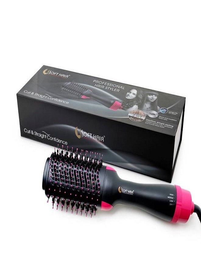 Soft Hair Multifunction Speed Regulation Hot Air Comb Pink/Black  - Image 2