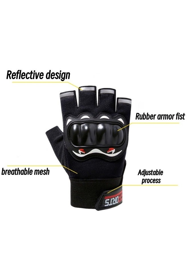 Sports - 2-Piece Half Finger Protective Gloves Motorcycle Anti-Slip Racing Gloves Touch Screen for BMX ATV MTB Riding Motorcycle Racing Cycling Road Racing Bicycle Climbing Cross Country Hiking Outdoor Sports - Image 1