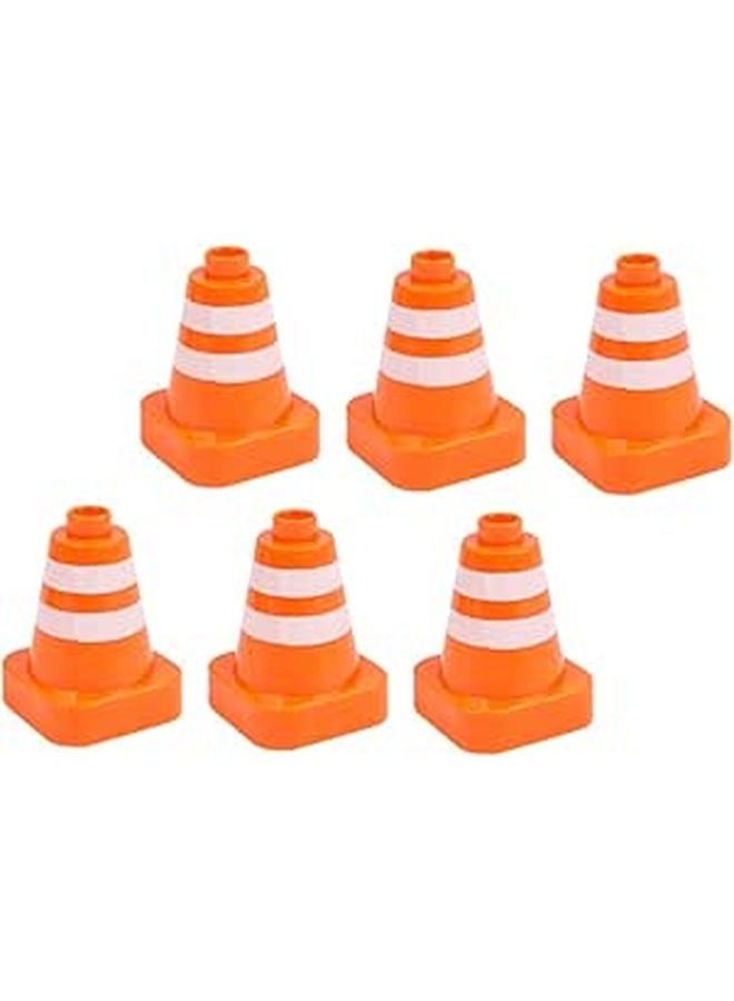 6Pcs Portable Traffic Cones Set for DIY Engineering Play and Road Safety Awareness - Image 1