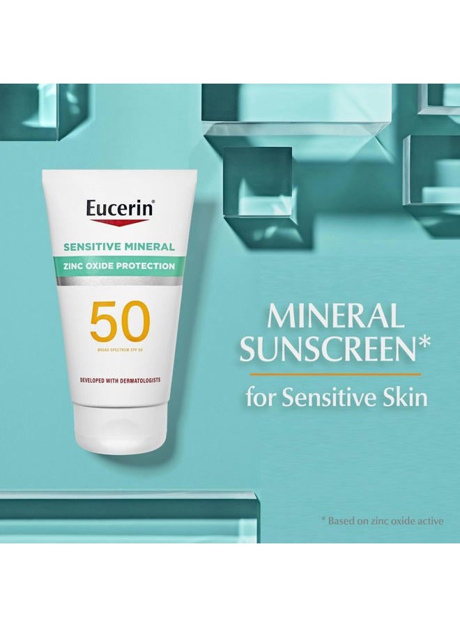 Eucerin Sun Sensitive Mineral Sunscreen Lotion SPF 50 with Zinc Oxide Protection, Hypoallergenic Sunscreen for Sensitive Skin, Oxybenzone and Octinoxate Free, 4 Fl Oz Tube - Image 2
