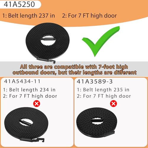 Vanesa 41A5250 Belt for 7 Ft High Garage Door, 237" Garage Door Opener Belt Compatible with liftmaster Chamberlain Garage Door Opener Models HD920EV WD822KD 248739 248754 HD900D HD520EV - Image 4