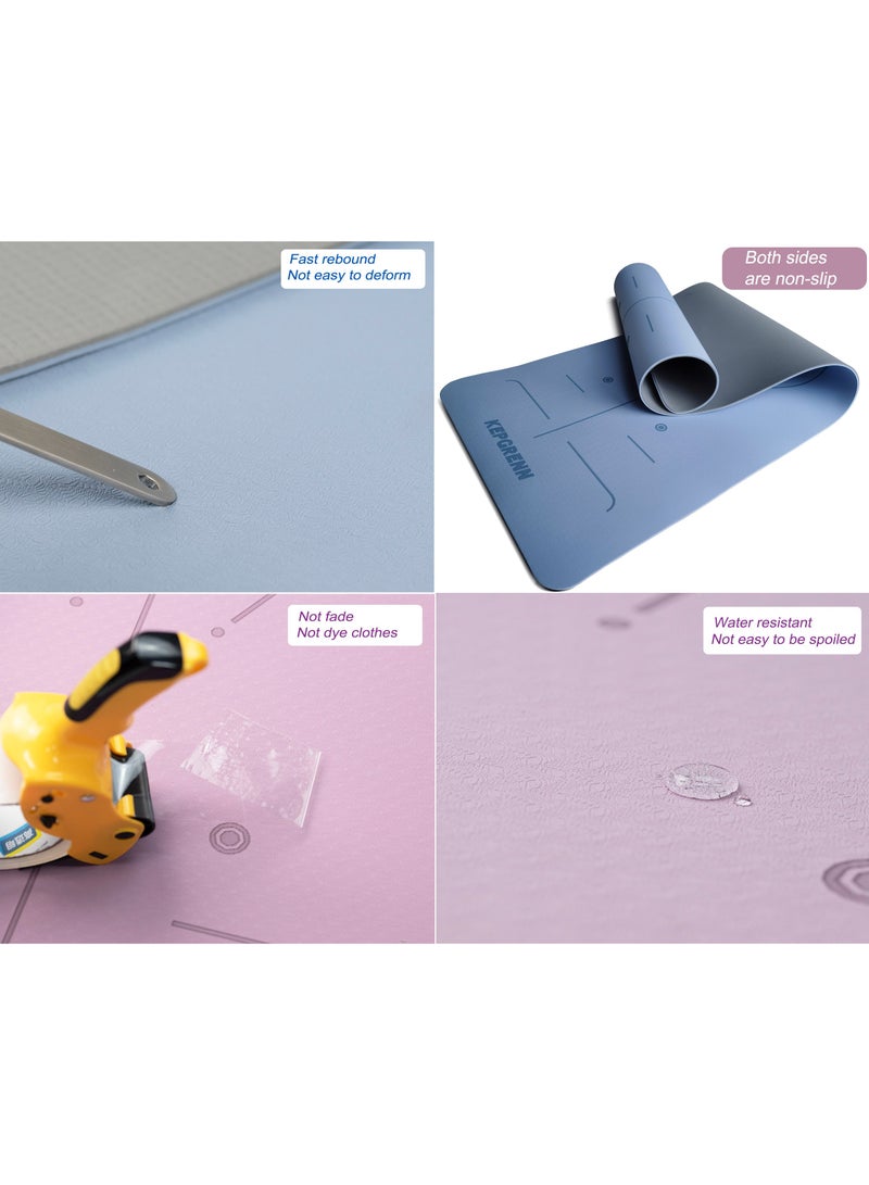 Nariele Premium 6mm TPE Yoga Mat with Carry Bag - Non-Slip Dual-Sided (183x61cm) - (Blue) - Image 5