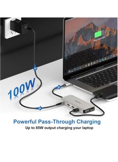 ماركة غير محددة موزع USB C قاعدة شحن 12 في 1 شاشة ثلاثية مزدوجة مع 2 HDMI VGA 100 واط PD ايثرنت 5 قارئ بطاقات SD/TF صوت لاجهزة ماك/ديل/ايسر/اتش بي/اسوس/ستيم ديك/روج الي/لينوفو لابتوب  - Image 3