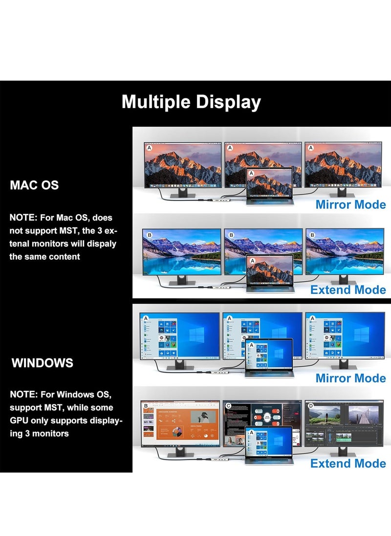 ماركة غير محددة - موزع USB C قاعدة شحن 12 في 1 شاشة ثلاثية مزدوجة مع 2 HDMI VGA 100 واط PD ايثرنت 5 قارئ بطاقات SD/TF صوت لاجهزة ماك/ديل/ايسر/اتش بي/اسوس/ستيم ديك/روج الي/لينوفو لابتوب - Image 1