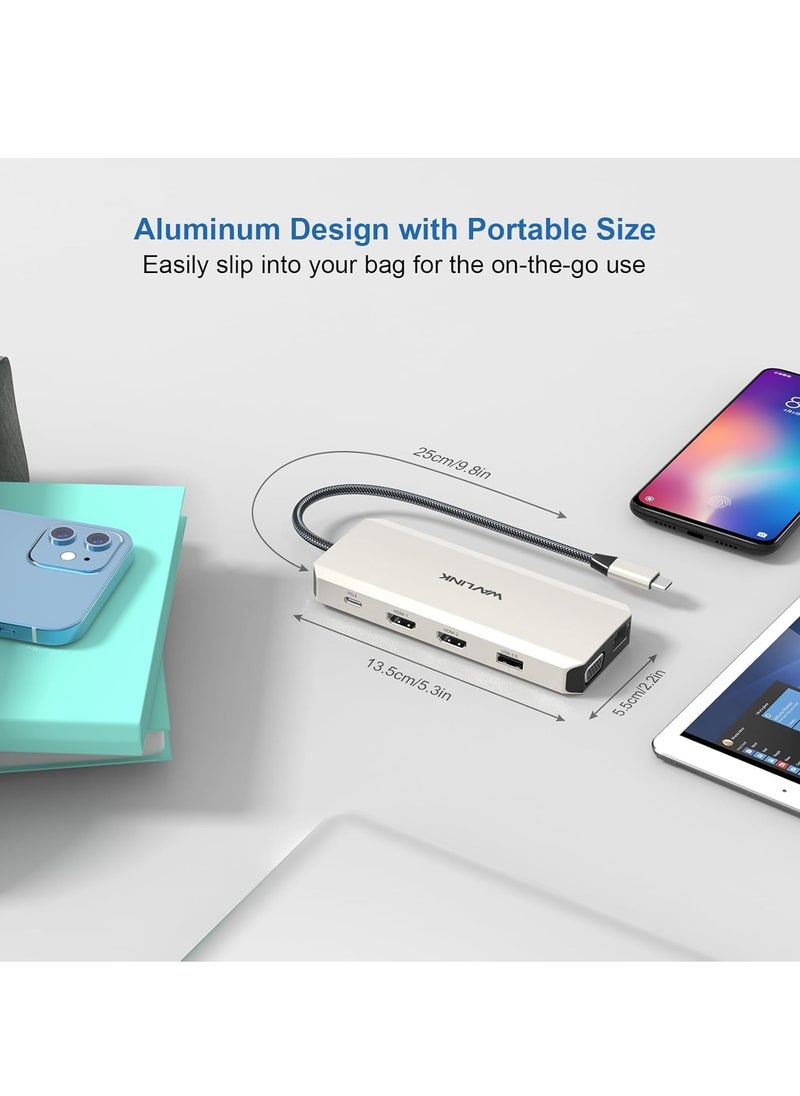 ماركة غير محددة - موزع USB C قاعدة شحن 12 في 1 شاشة ثلاثية مزدوجة مع 2 HDMI VGA 100 واط PD ايثرنت 5 قارئ بطاقات SD/TF صوت لاجهزة ماك/ديل/ايسر/اتش بي/اسوس/ستيم ديك/روج الي/لينوفو لابتوب - Image 1