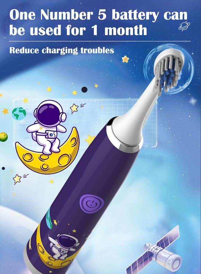 ZCM-HAPPY Unicorn Electric Children's Toothbrush Super Soft Waterproof Teeth Cleaning Artifact Battery Powered (3 Heads) - Image 4