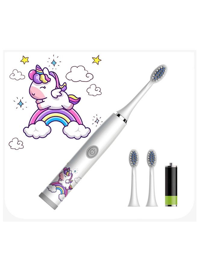 ZCM-HAPPY Unicorn Electric Children's Toothbrush Super Soft Waterproof Teeth Cleaning Artifact Battery Powered (3 Heads) - Image 1