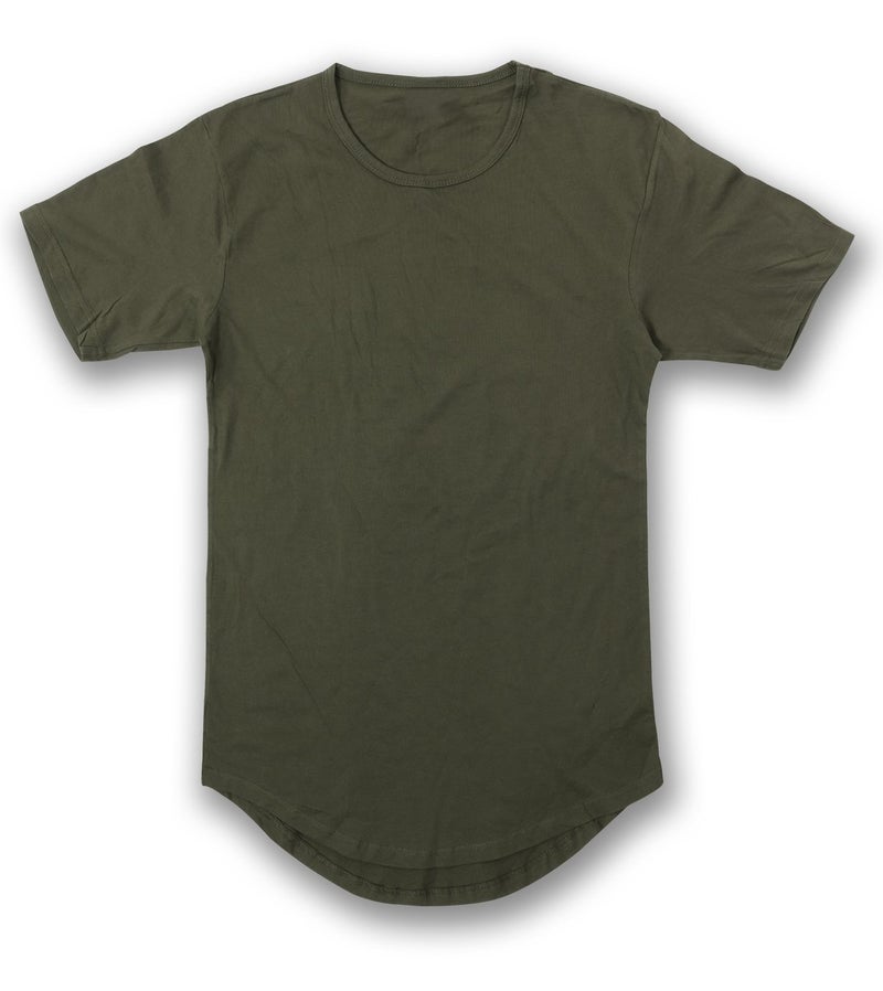 JD Apparel Men’s Hip Hop Longline Tee – Curved Hem Cotton T-Shirt, Military Green, 3X-Large - Image 3