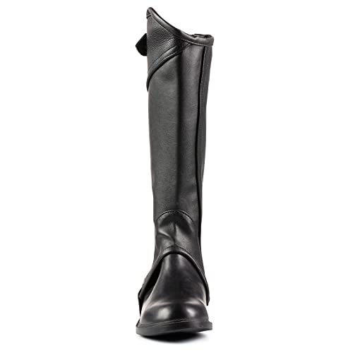 HORZE Unisex Soft Leather Zip-Up Equestrian Kids Half Chaps for Horseback Riding | See Size Chart in Description - Black - L - Image 4