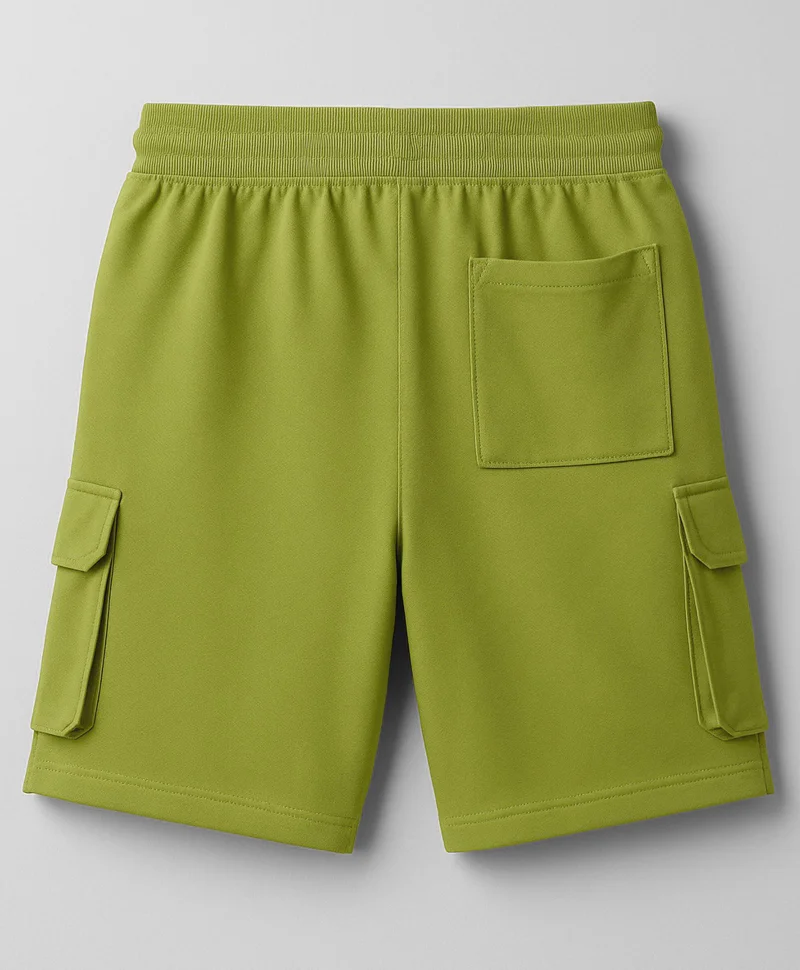 Pine Kids Pine Kids Looper Knit Above Knee Length Shorts With Text Badge - Olive Green