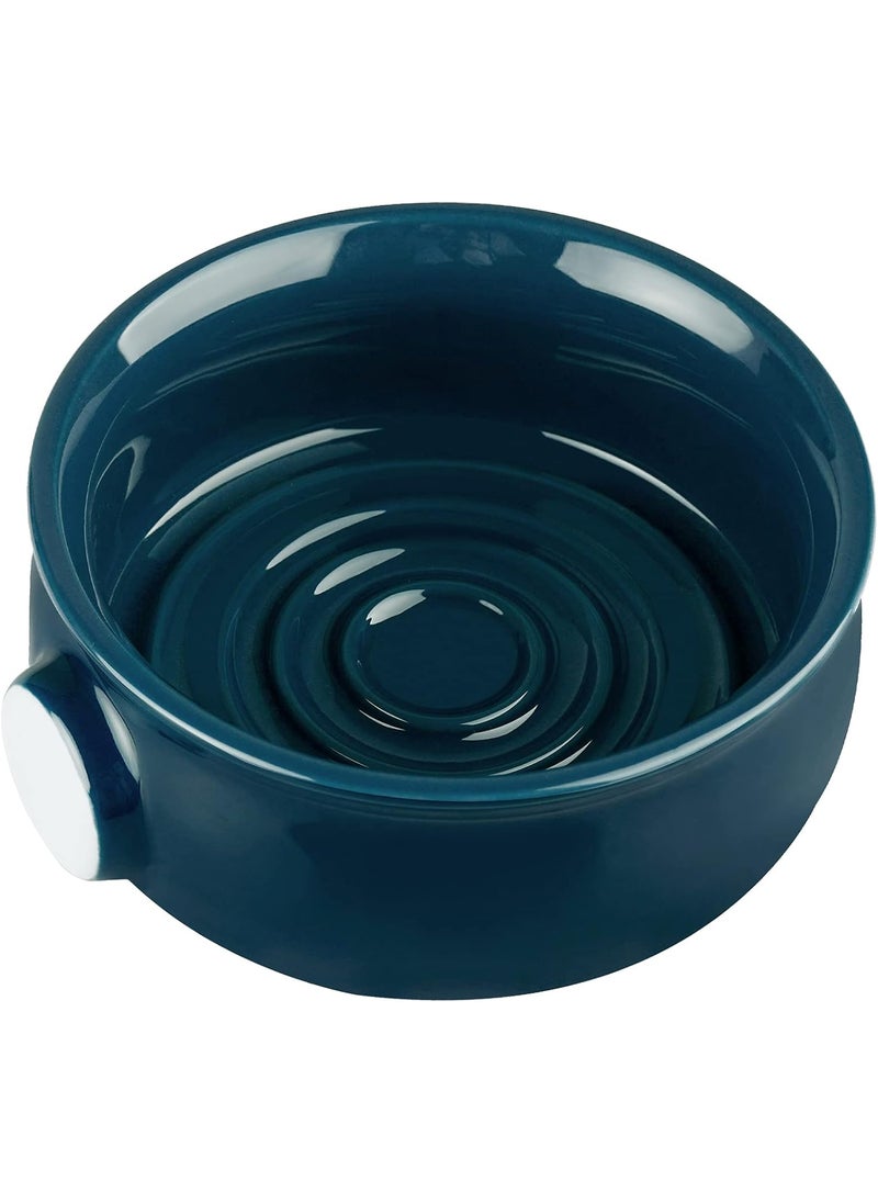 Linkidea - Linkidea Ceramic Shaving Soap Bowl with Nonslip Handle Wide Mouth Large Capacity Easier to Lather Ridges Wet Razor Shave Cream Bowl for Men Lake Blue - Image 1
