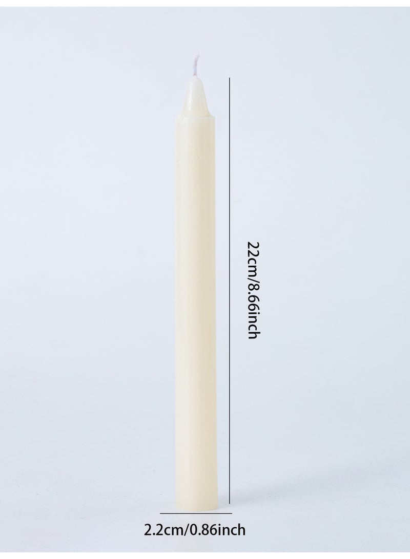8 قطعة شموع مخروطية أبيض كريمي - 22 سم 8.6 بوصة قطر 2.2 سم 0.86 بوصة بلا رائحة بلا دخان بلا تنقيط شموع تزيينية لديكور مينيماليستي زفاف رمضان - Image 3
