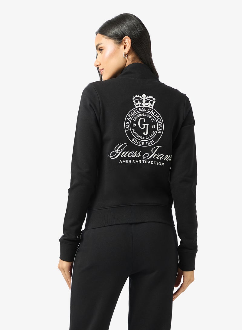GUESS Logo Detail Zip Through Sweatshirt - Image 2