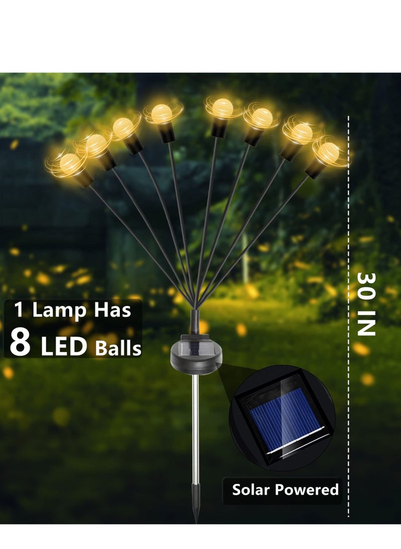 2-Piece Solar Powered Firefly Lights, Solar Lights Outdoor Waterproof, 8 Warm White Light Bulbs Starburst Swaying, Solar Garden Decorative Lights, for Path Landscape Outdoor Decorative Lights