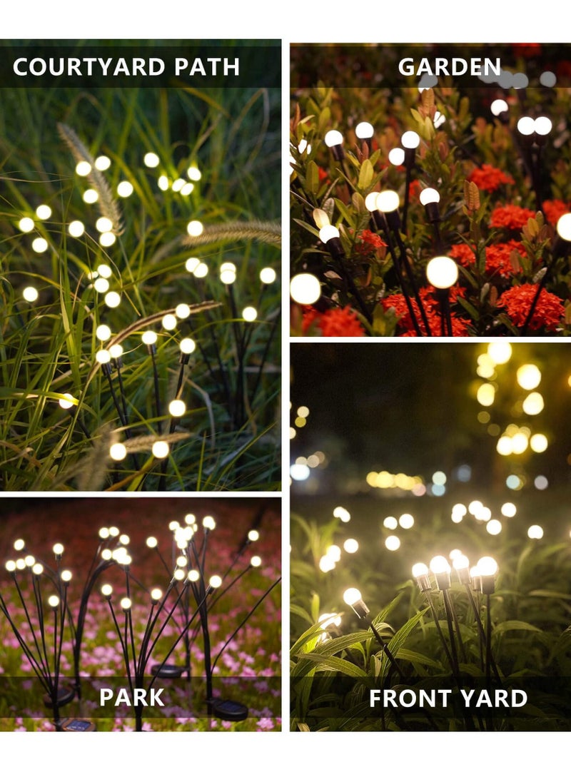 2-Piece Solar Powered Firefly Lights, Solar Lights Outdoor Waterproof, 8 Warm White Light Bulbs Starburst Swaying, Solar Garden Decorative Lights, for Path Landscape Outdoor Decorative Lights