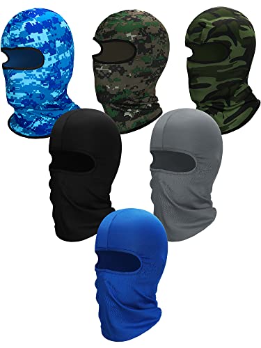 Syhood 6 Pcs Ski Mask Balaclava Full Face Cover Windproof Mask Polyester Ice Silk UV Protection for Men Women Outdoor SportsMix ColorsFabric - Image 1