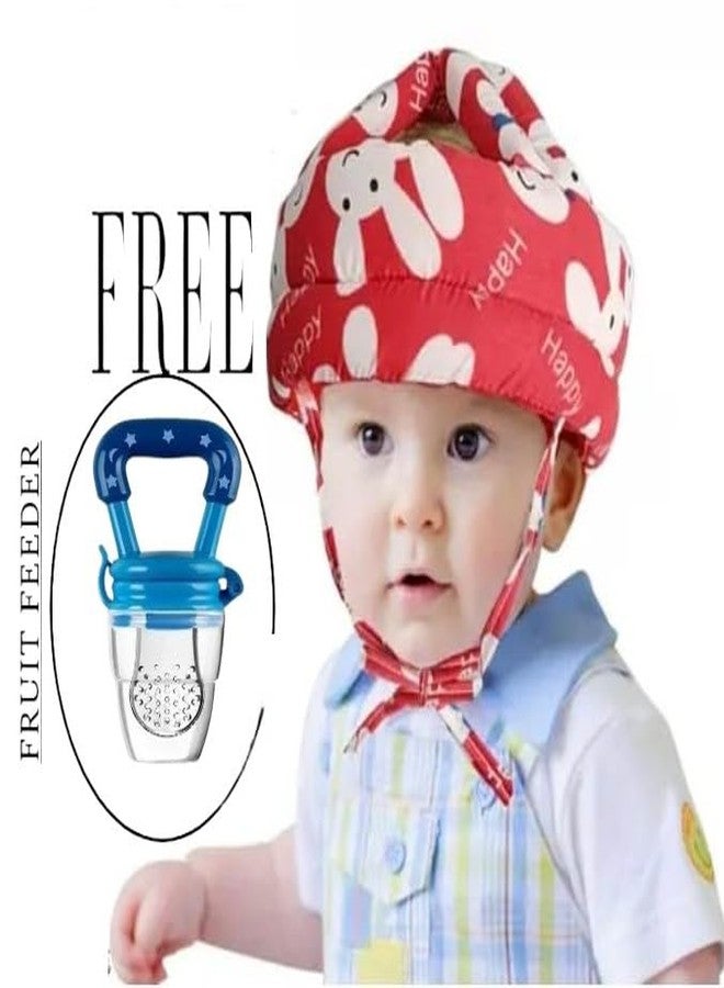 S-SQUARE Baby Helmet for Crawling Baby Head Protector - Head Protection for Infant tolder Baby Walking and Soft Cushion Safety Headguard + Baby Silicon Fruit Feeder (Red) - Image 3