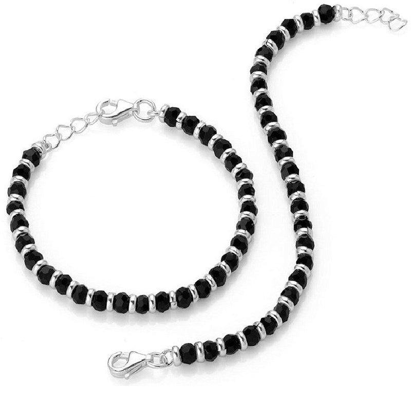 DHRUVS COLLECTION 925 Pure Silver Black Beads Crystal Nazariya Bracelet for Baby Boys & Girls (Length - 4.5 Inch, Suitable for 6 Months to 18 Months) - Image 1