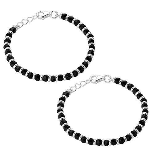 DHRUVS COLLECTION 925 Pure Silver Black Beads Crystal Nazariya Bracelet for Baby Boys & Girls (Length - 4.5 Inch, Suitable for 6 Months to 18 Months) - Image 2