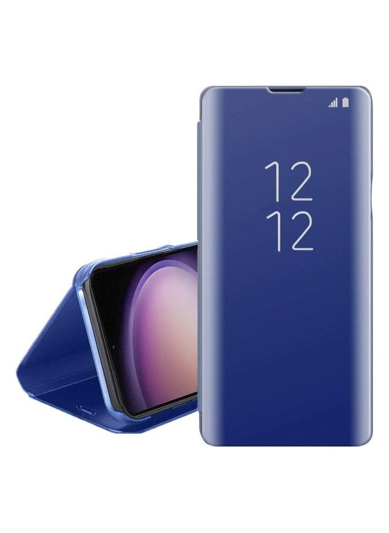 Generic ELMO3EZZ for Samsung Galaxy Note 20 Ultra, Elegant Translucent PC Case Flip Mirror Surface Privacy 360° Full Body Protection Slim Anti-Fall Protective Case for - (Blue) 