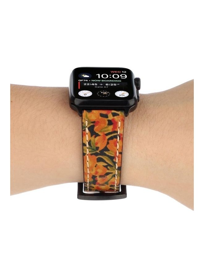 NIBEMINENT Retro Head-Layer Cowhide Genuine Leather Watchband For Apple Watch Series 7/6/5/4/3/2/1/SE 45/44/42mm Orange - Image 5