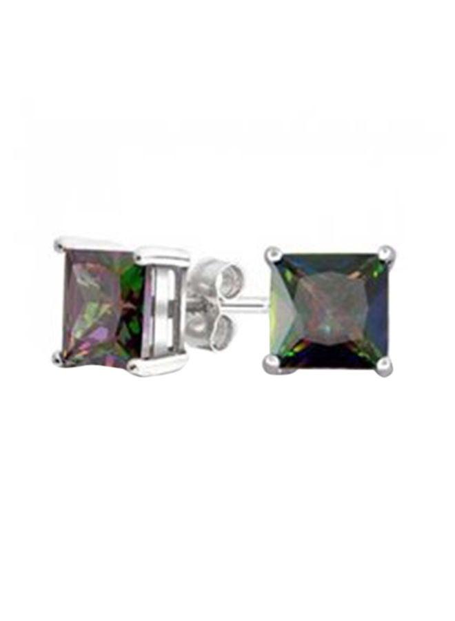 NIBEMINENT 925 Sterling Silver Rainbow Topaz Stud Earrings - Image 1