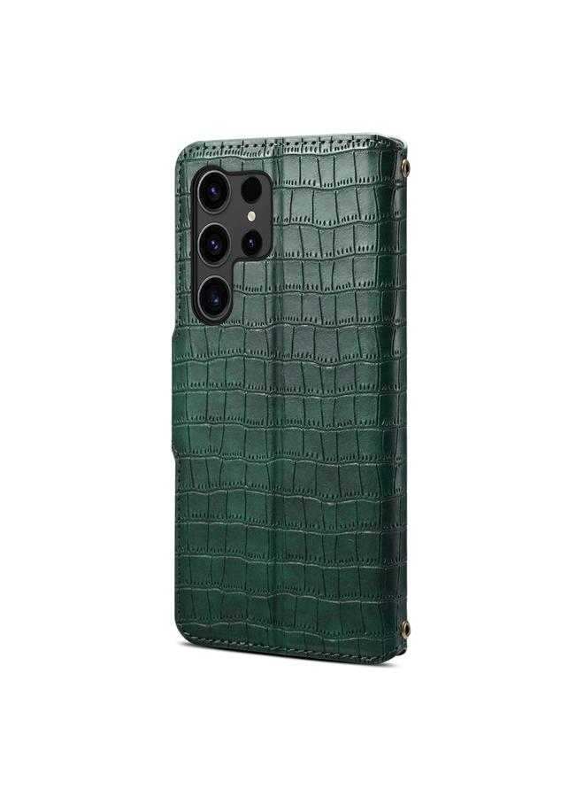 Denior Case For Samsung Galaxy S24 5G Crocodile Texture Oil Edge Leather Phone Case - Image 3