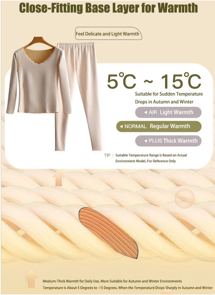 TAPIT - V-neck Thermal Underwear Women Ultra-Soft Long Johns Set Ultra Thin Base Layer Skiing Winter Warm Top & Bottom Cold Weather Base Layer Top and Leggings Bottom Winter Set - Image 1