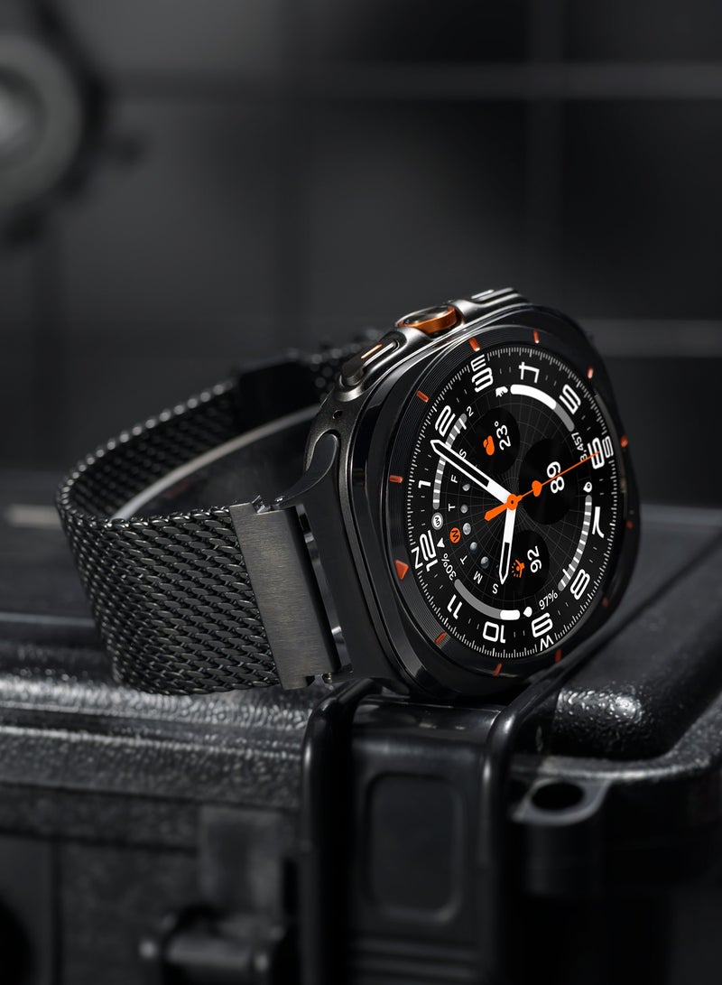 Titanium Milanese Mesh Loop for Samsung Galaxy Watch Ultra 47mm(2025/2024) Men Women, DLC Scratch-resistant Coating Breathable Replacement Strap with Adjustable Parachute-style Buckle for Samsung Wa - Image 2