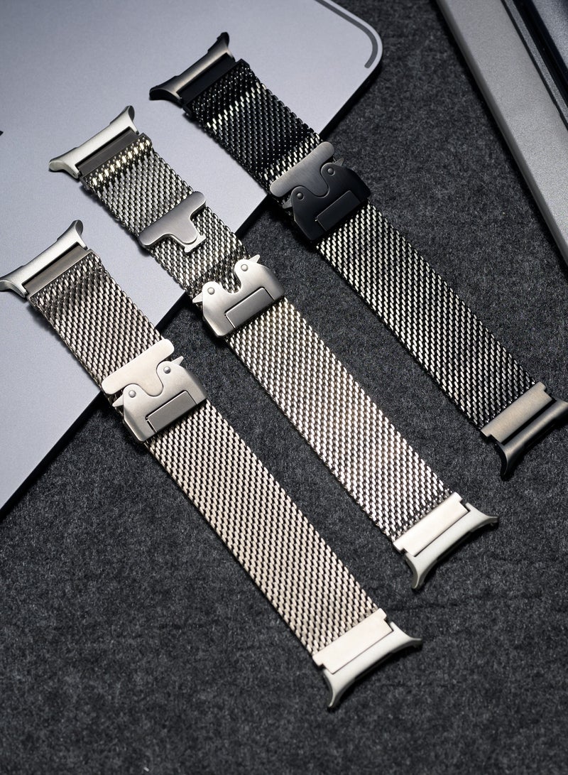 Titanium Milanese Mesh Loop for Samsung Galaxy Watch Ultra 47mm(2025/2024) Men Women, DLC Scratch-resistant Coating Breathable Replacement Strap with Adjustable Parachute-style Buckle for Samsung Wa - Image 4