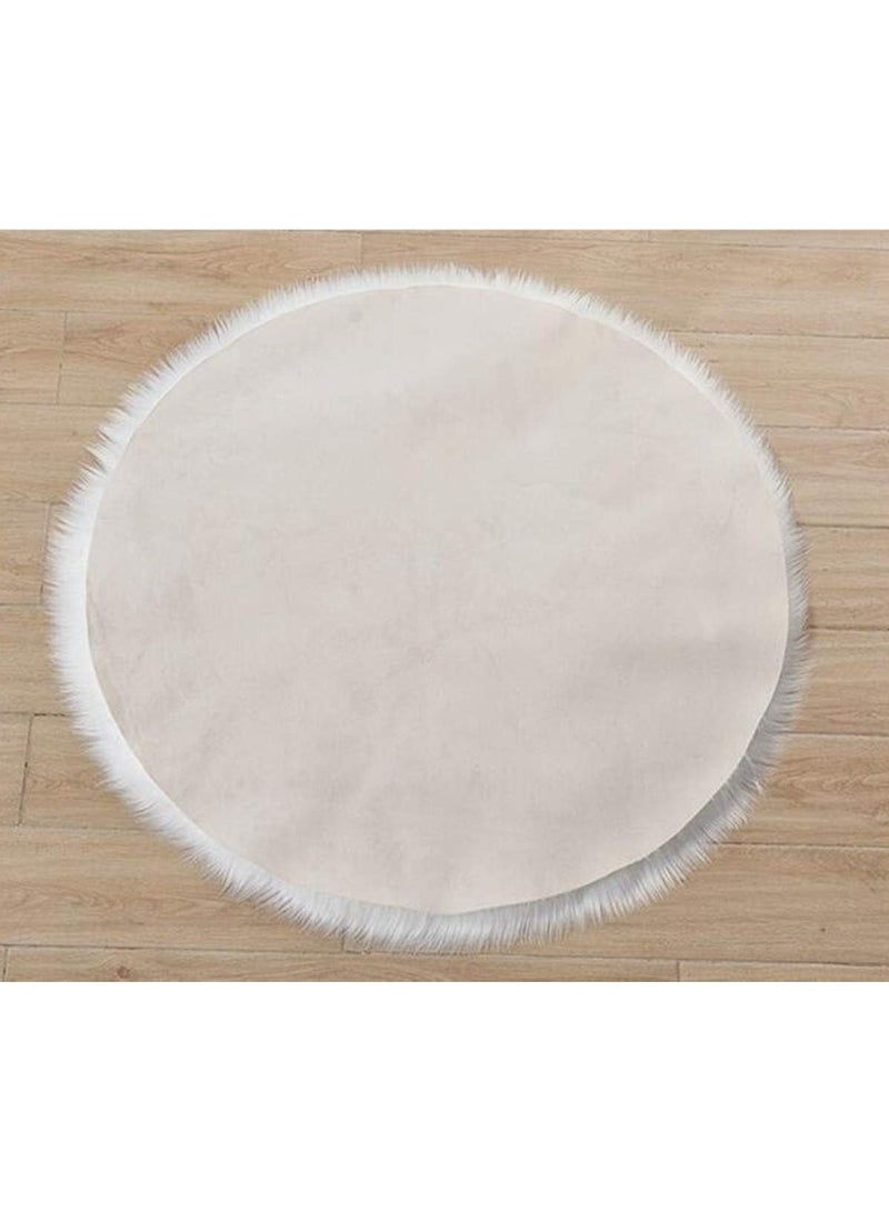 LINGWEI Sofa Carpet White Round Area Rug Fluffy Sheepskin Mat Soft Faux Fur Wool Living Room  - Image 3