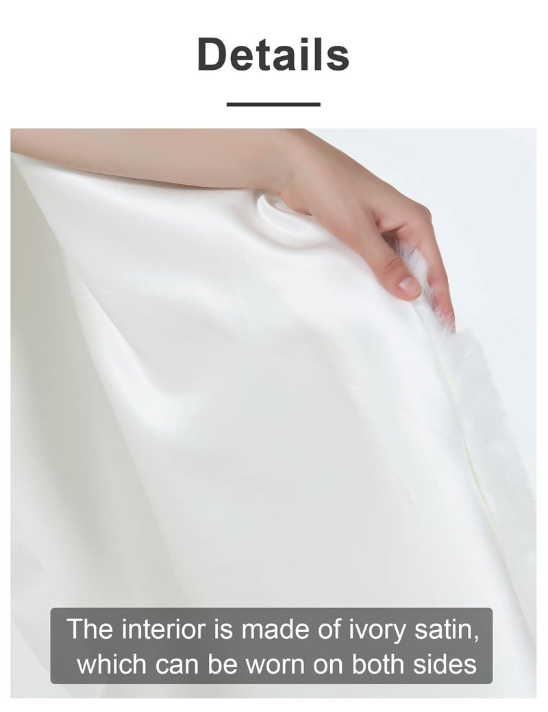 BEAUTELICATE Wedding Cape Hooded Cloak for Bride Winter Reversible with Fur Trim Free Hand Muff Length 55" Ivory - Image 4